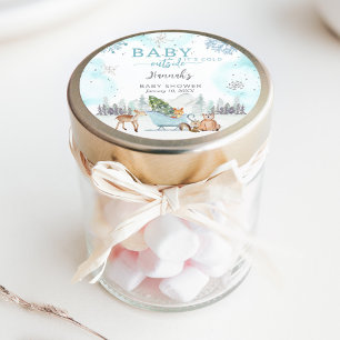 Sticker Rond Winter Boy Baby Il fait froid dehors Douche Favor