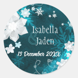 Sticker Rond Winter Delight Floral Wedding Enregistrer la date