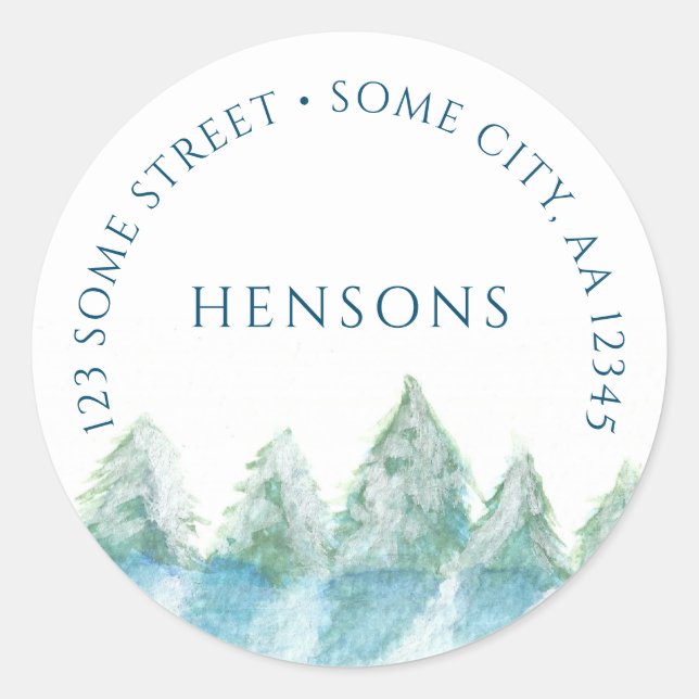 Sticker Rond Winter Forest Watercolor Noël Holiday (Devant)