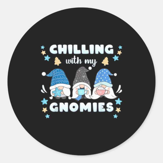 Sticker Rond Winter, Funny Nordic Christmas Gnomes  (Devant)