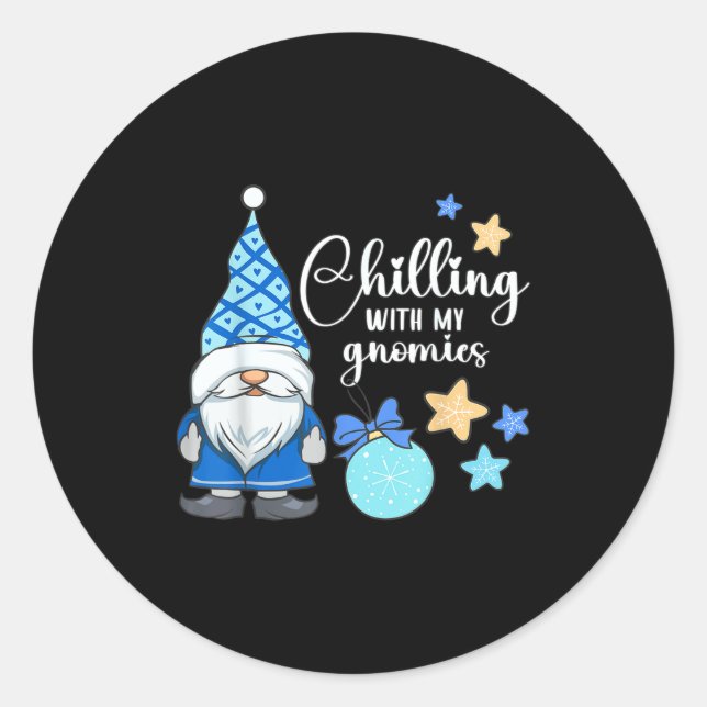 Sticker Rond Winter Gnome, Nordic, Christmas Gnome  (Devant)