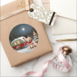 Sticker Rond Winter Labrador Caravan Christmas Adventure<br><div class="desc">Laissez-vous tenter par la magie d'une nuit d'hiver enneigée alors qu'une caravane glisse gracieusement à travers le paysage illuminé par la lune. La beauté sereine de la neige scintillante et l'éclat enchanteur de la lune créent une scène captivante, promettant une aventure de Noël inoubliable remplie de chaleur, de joie et...</div>