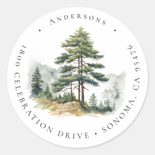 Sticker Rond Winter Splendor Christmas Tree Retour Adresse