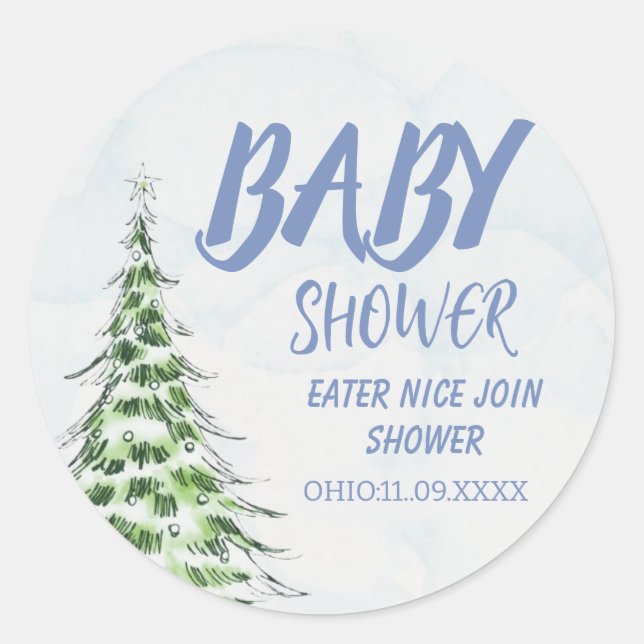 Sticker Rond  Winter with Festive Tree (Devant)