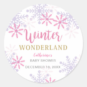 Sticker Rond Winter Wonderland Baby shower Flammes de neige Fil