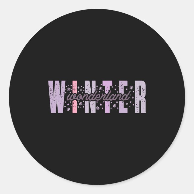 Sticker Rond Winter Wonderland Festive Tygraphy Art  (Devant)