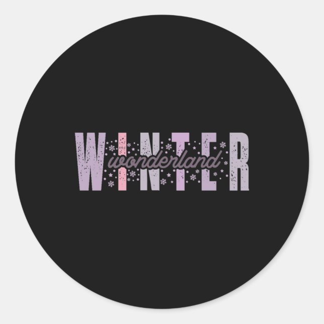 Sticker Rond Winter Wonderland Festive Tygraphy Art T Shirt  (Devant)
