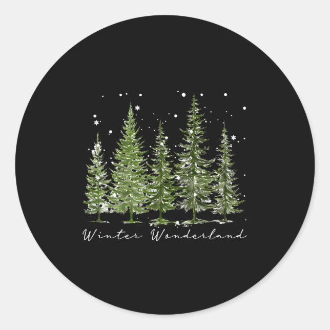 Sticker Rond Winter Wonderland Merry Christmas Xmas Tree Pajama (Devant)