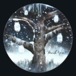 Sticker Rond Winter Wonderland Rustic Tree Lights Mason Jars<br><div class="desc">Éléments correspondants disponibles.</div>