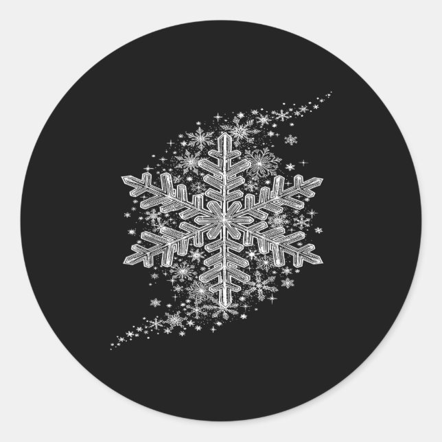 Sticker Rond Winter Wonderland Snowflake Holiday Design For Men (Devant)