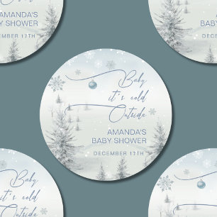 Sticker Rond Winter Wonderland Son Froid Hors Baby shower Garço