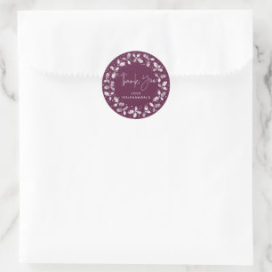 Sticker Rond Winterberry Merci Noël Holly Wreath