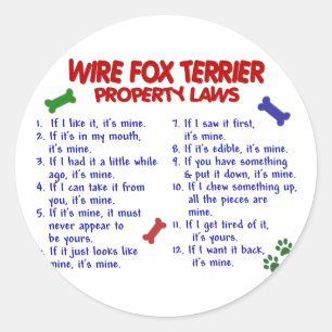 Sticker Rond WIRE FOX TERRIER Lois de propriété 2