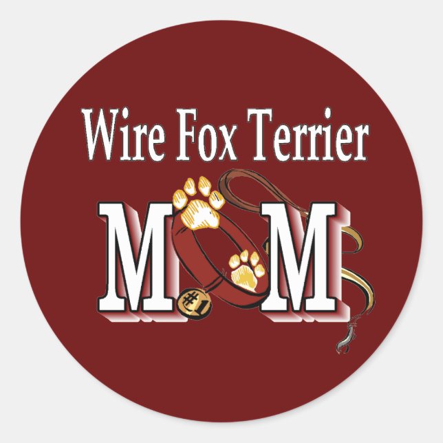 Sticker Rond Wire Fox Terrier Maman Cadeaux (Devant)