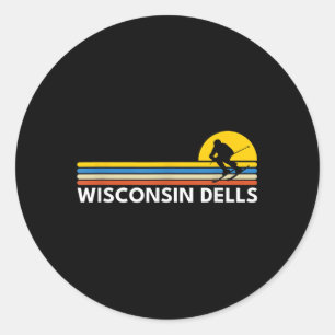 Sticker Rond Wisconsin Dells Vintage Retro Souvenirs Ski T-s