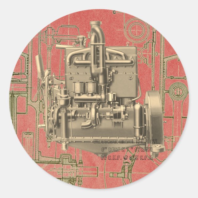 Sticker Rond Wisconsin Moteur Milwaukee Wisconsin Moteur à gaz  (Devant)