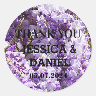 Sticker Rond Wisteria Violet Floral Fleuri Arbre Violet Classi
