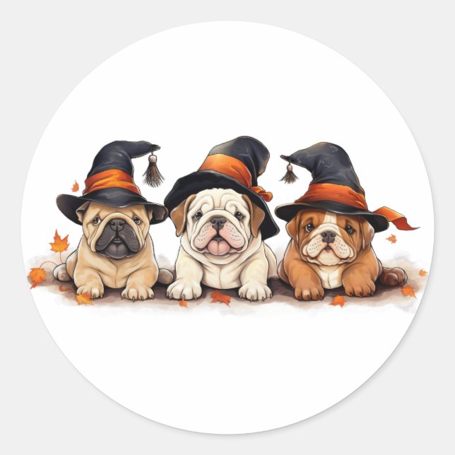 Sticker Rond Witch Bulldogs Halloween (Devant)