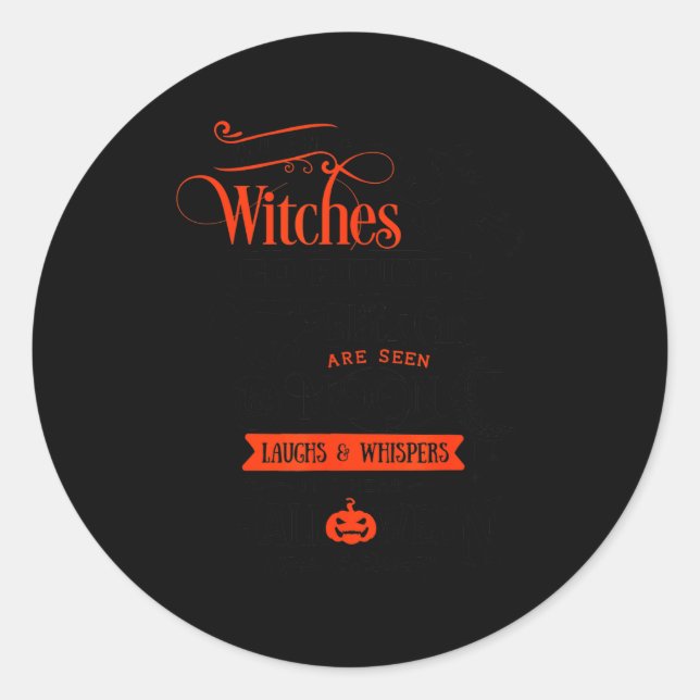 Sticker Rond Witches, Black Cats, And Moon Halloween  (Devant)