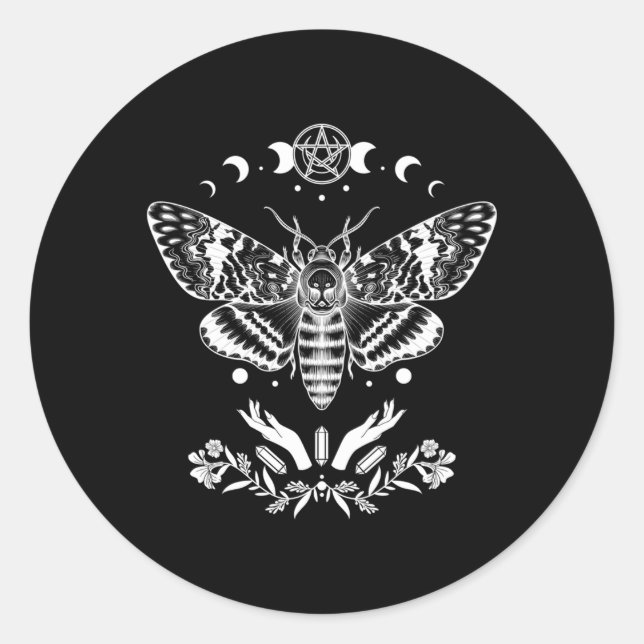 Sticker Rond Witching esthétique Mystic Death Hawk Moth Wiccan  (Devant)