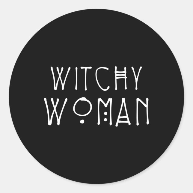 Sticker Rond Witchy Wiccan Et Pagan Halloween (Devant)