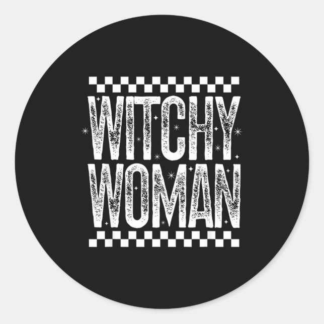 Sticker Rond Witchy Woman Soky Mama Retro Halloween Season Quot (Devant)