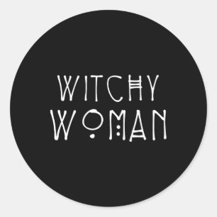 Sticker Rond Witchy Woman Witch Wiccan Et Pagan Cadeaux Hallowe