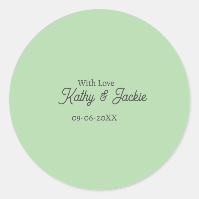 Sticker Rond With love add couple name wedding simple minimal  (Devant)