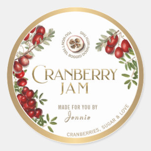 Sticker Rond Witty Logo Design Elegant Cranberry Jam Preserve