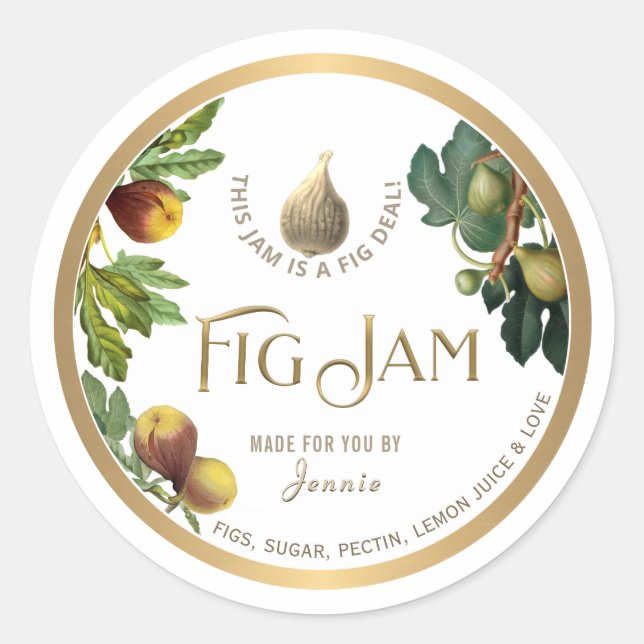 Sticker Rond Witty Logo Design Élégant Fig Jam Preserve Classi (Devant)