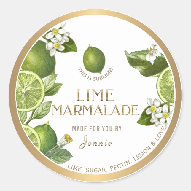 Sticker Rond Witty Logo Design Elegant Lime Marmalade (Devant)