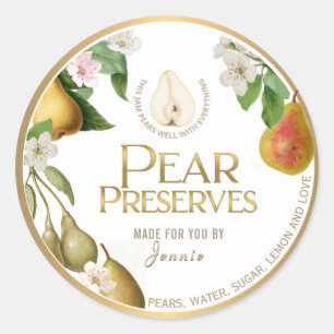 Sticker Rond Witty Logo Design Elegant Pear Preserve ou Jam