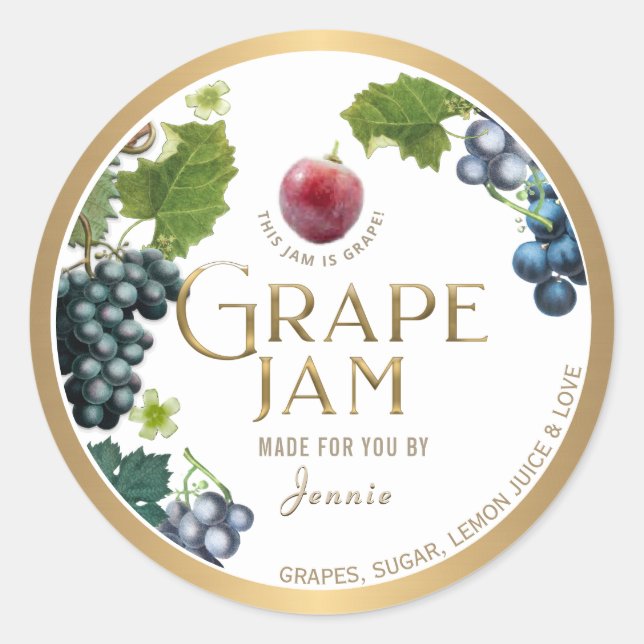 Sticker Rond Witty Logo Design Élégante Jelly Jam Grape (Devant)