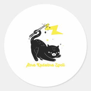 Sticker Rond Wizard black cat - Abra Kadabra Spell