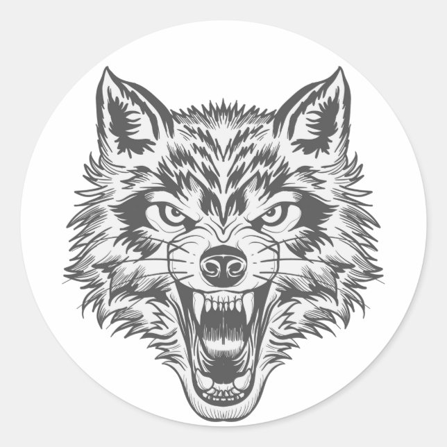 Sticker Rond Wolf Animaux Meilleur Cadeau (Devant)
