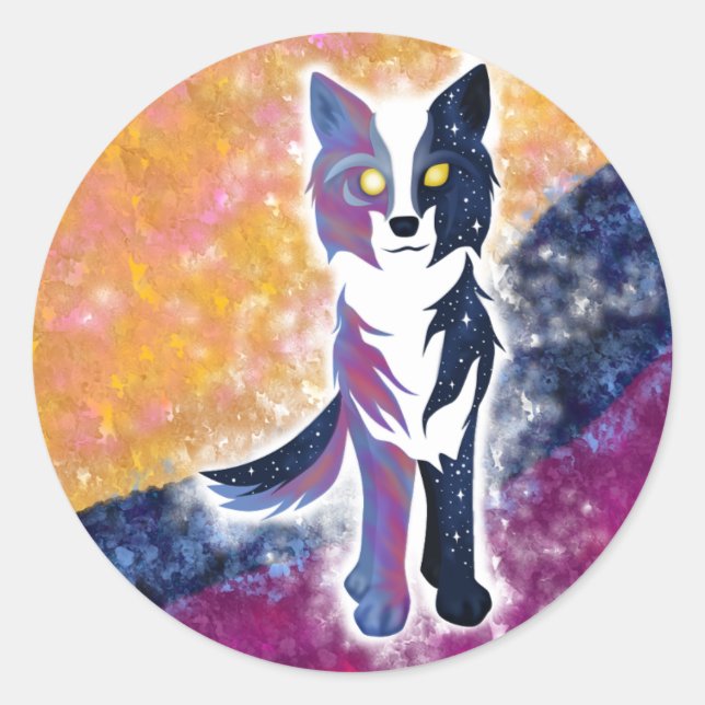 Sticker Rond Wolf Ciel Twilight (Devant)