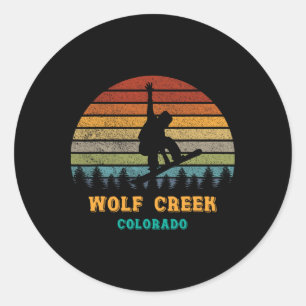 Sticker Rond Wolf Creek Colorado Vintage Sunset Snowboard