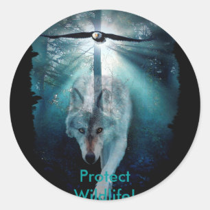 Sticker Rond WOLF & EAGLE Wildlife Series