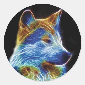 Sticker Rond Wolf Fractal