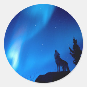 Sticker Rond Wolf Howling