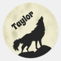 Wolf Howling at the Moon Illustration personnalisé