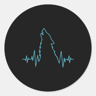 Sticker Rond Wolf Howling Pulse Heartbeat Wolves Costume animal