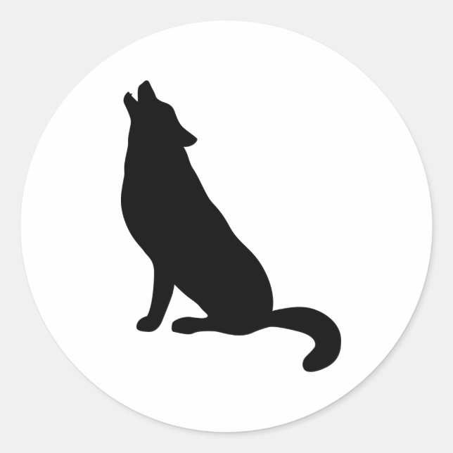 Sticker Rond Wolf Howling Silhouette (Devant)