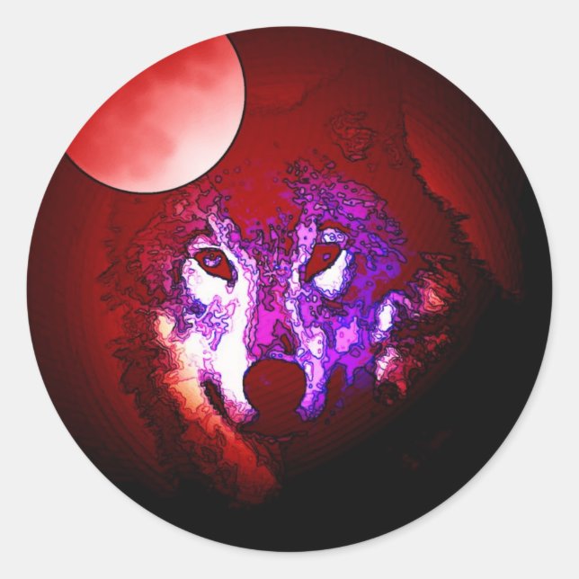 Sticker Rond Wolf & Moon (Devant)