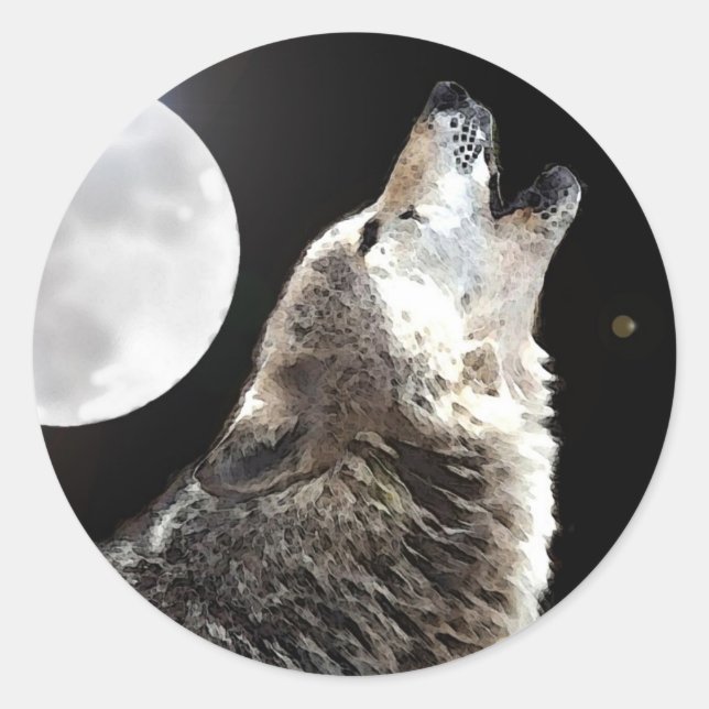 Sticker Rond Wolf & Moon (Devant)