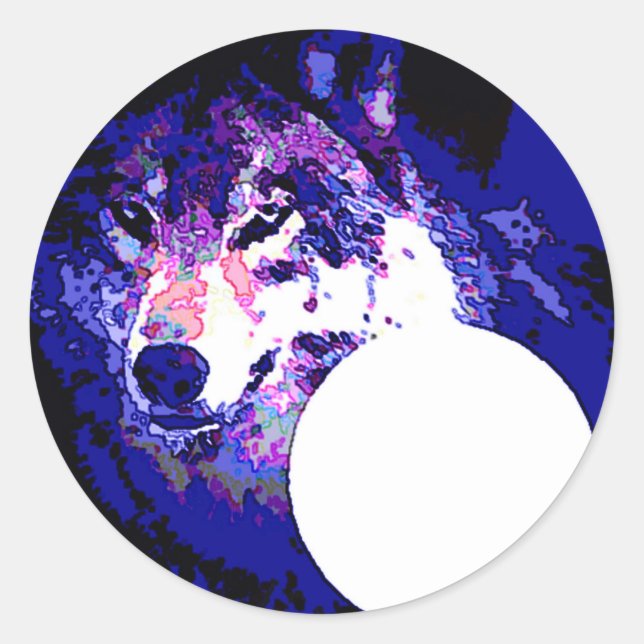 Sticker Rond Wolf & Moon (Devant)