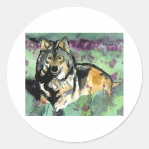 Sticker Rond Wolf par Paula Atwell