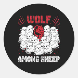 Sticker Rond Wolf Parmi Les Moutons Je Ne Suis Pas Un Des Mouto