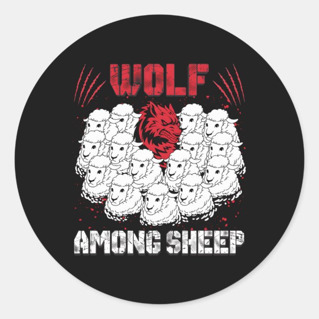 Sticker Rond Wolf Parmi Les Moutons Je Ne Suis Pas Un Des Mouto (Devant)