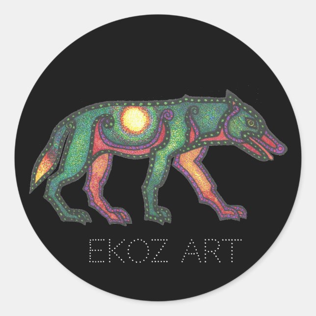 Sticker Rond Wolf Sun Pictish (Devant)